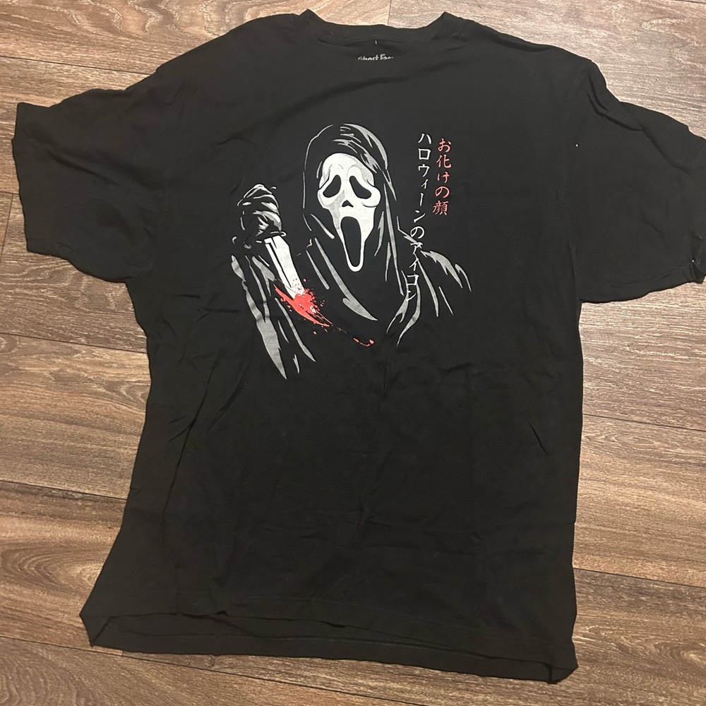 Black Graphic Tee with Horror Design